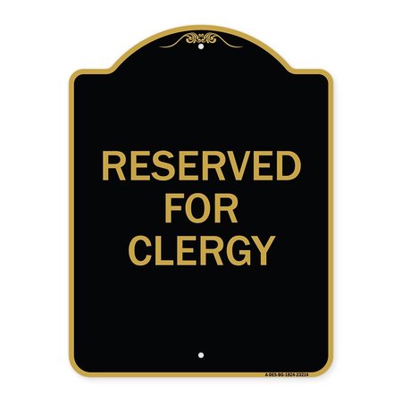 SIGNMISSION Designer Series Sign-Reserved for Clergy, Black & Gold Aluminum Sign, 18" x 24", BG-1824-23214 A-DES-BG-1824-23214